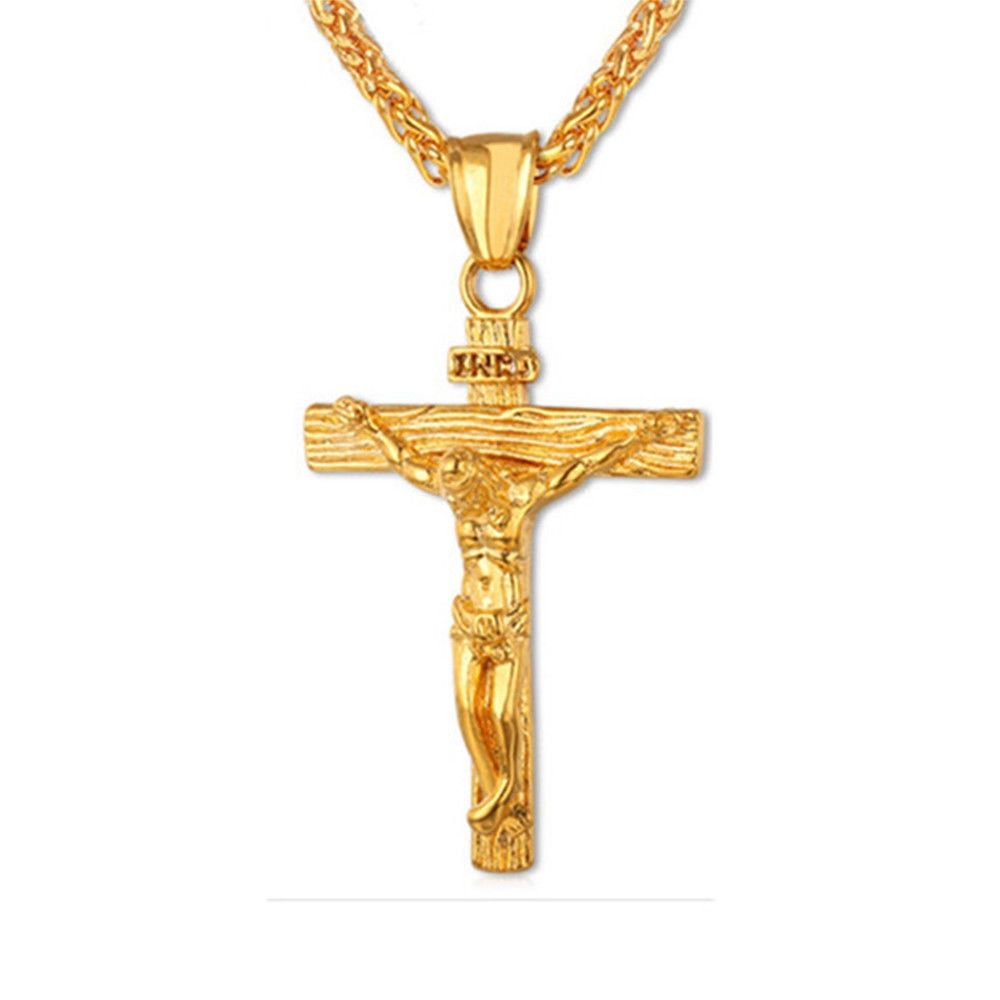 Women Men Crucifix Jesus Cross Pendant Necklace Punk Statement Jesus Cross Necklace Jewelry Faith Christian Jewelry Gifts