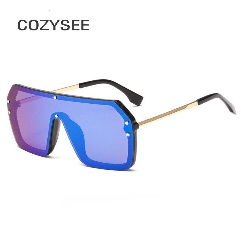BLUEUnisex Star Style Brand Designer Sunglasses Women Vintage Luxury Flat Top Full Frame Sun glasses For Female Male Shades UV400