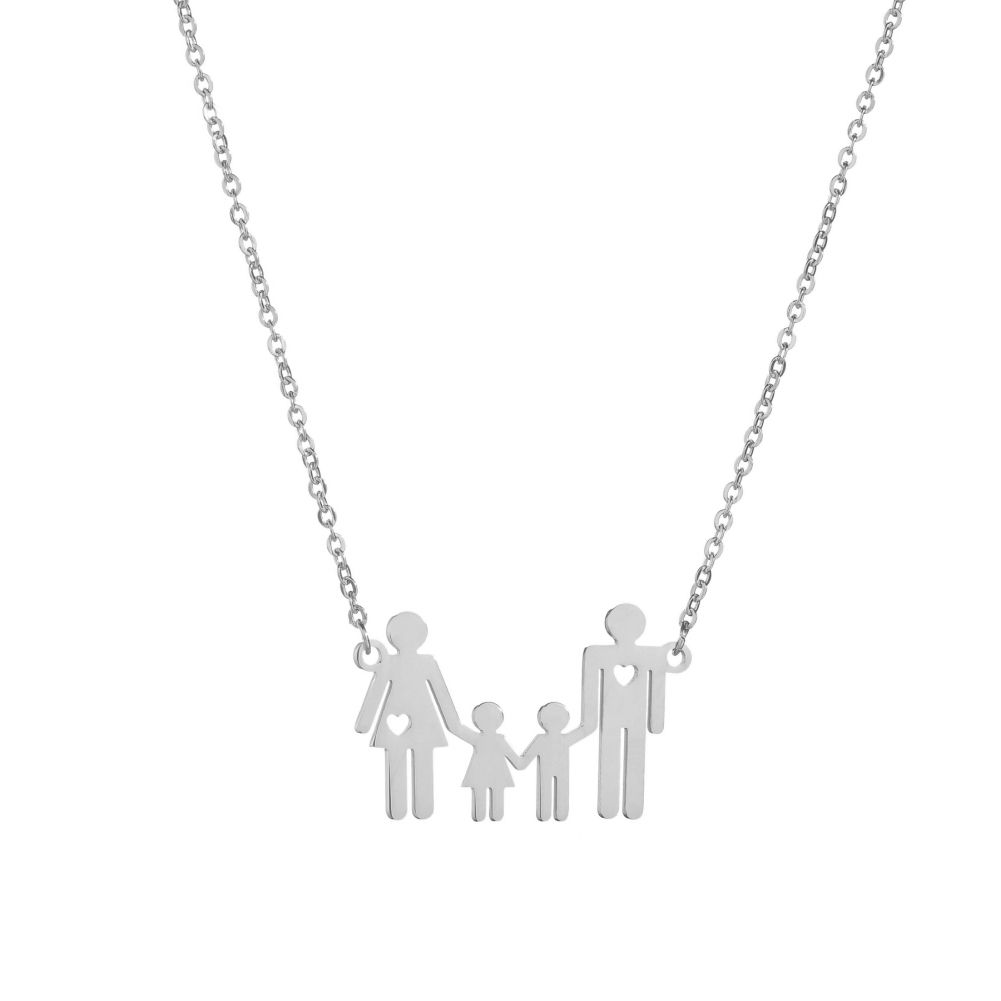 A Family of Four People Pendant Fashion Women Chain Choker Necklace Jewelry