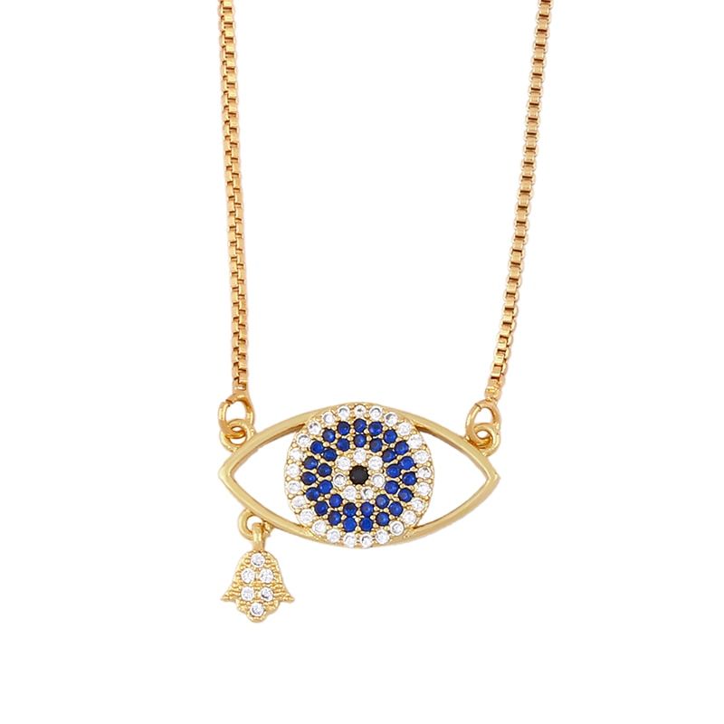 FLOLA Filled Evil Eye Necklaces For Women Blue Eye Pendants Necklaces Crystal CZ Zircon Jewelry olho grego nkeq21
