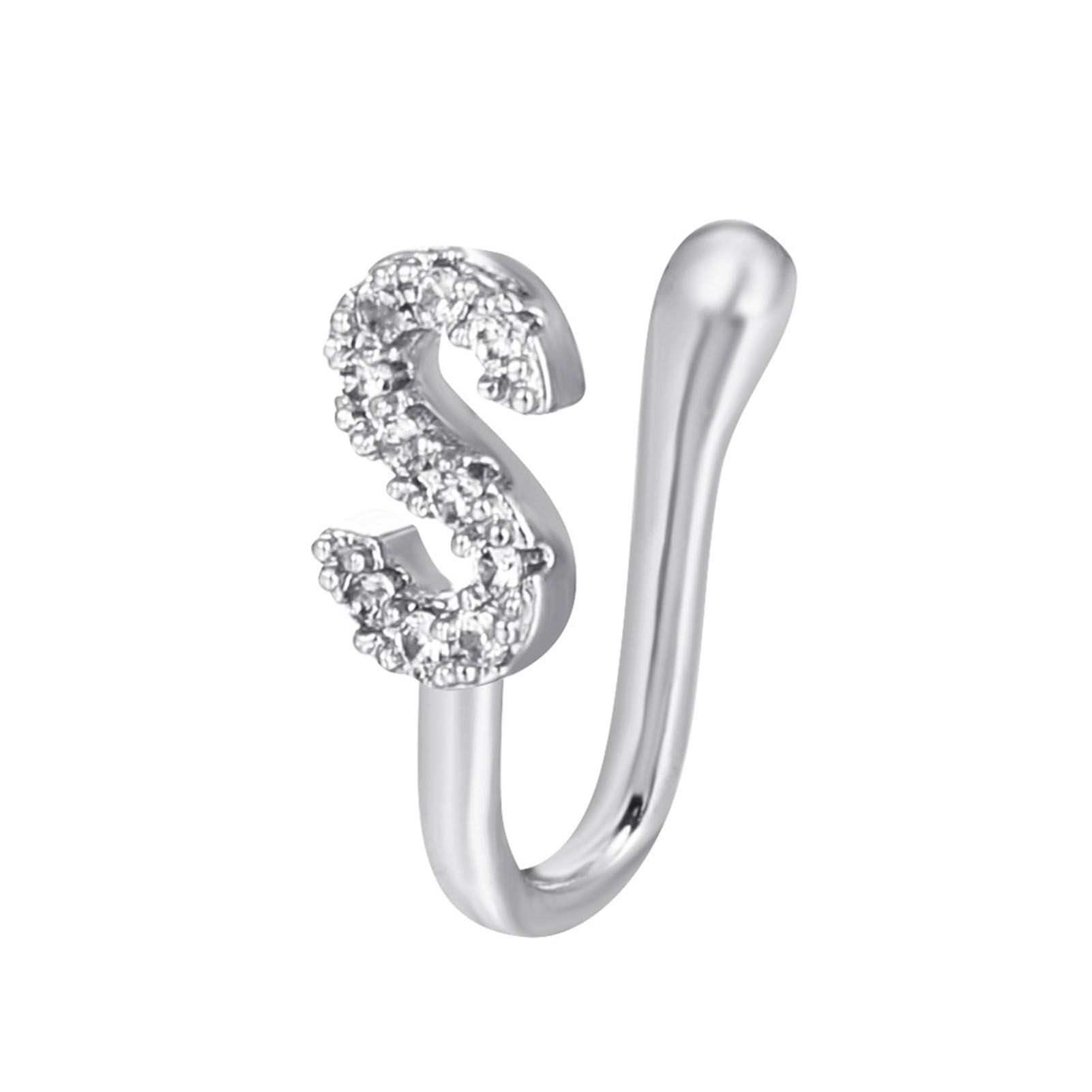 Non Piercing Clip Letter A Shiny Electroplating Nose Cuff