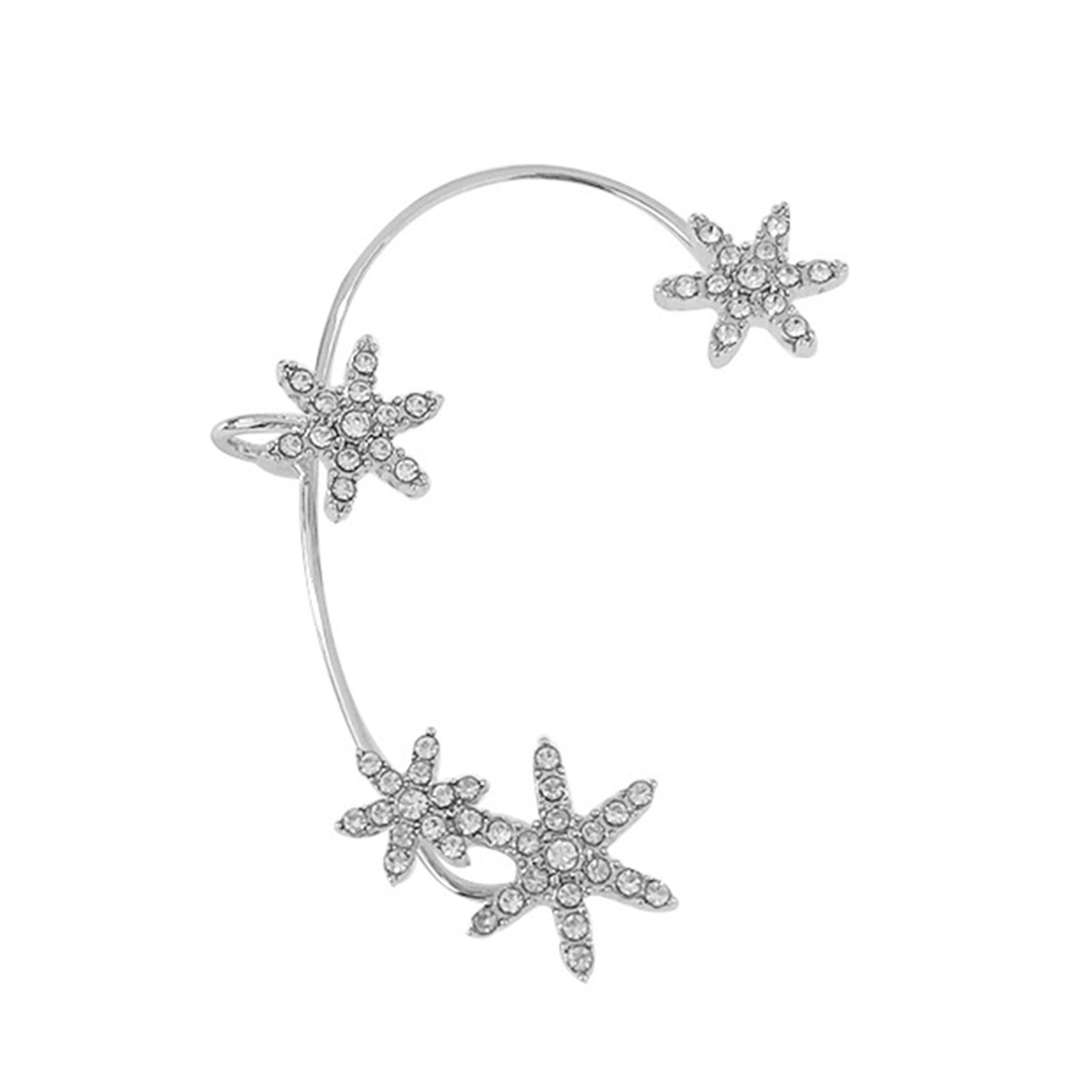 Ear Ring Nice-looking Snowflake Shape Rhinestone Ear Cuff