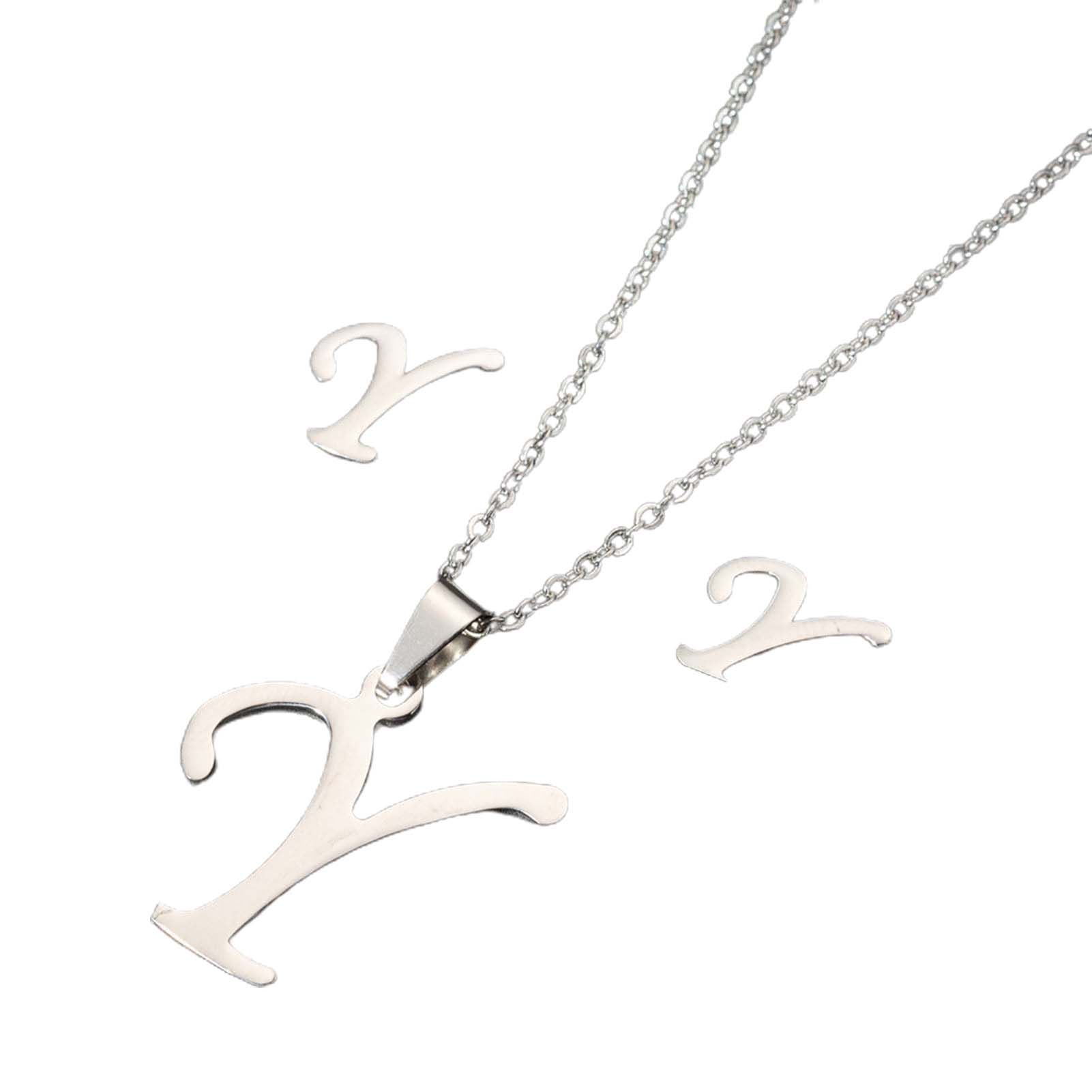 Initial Necklace Vibrant Color Initial Pendant Alphabet Neck Chains Earrings