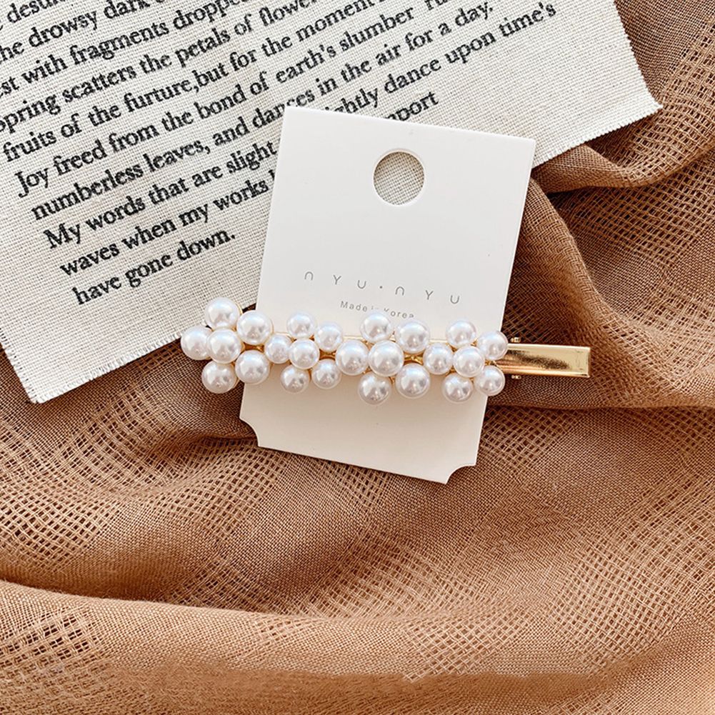 Yfashion ean Style Women Pearl Flower Hairpin Vintage Hair Clip Smooth Edge Hair Decoration Package
