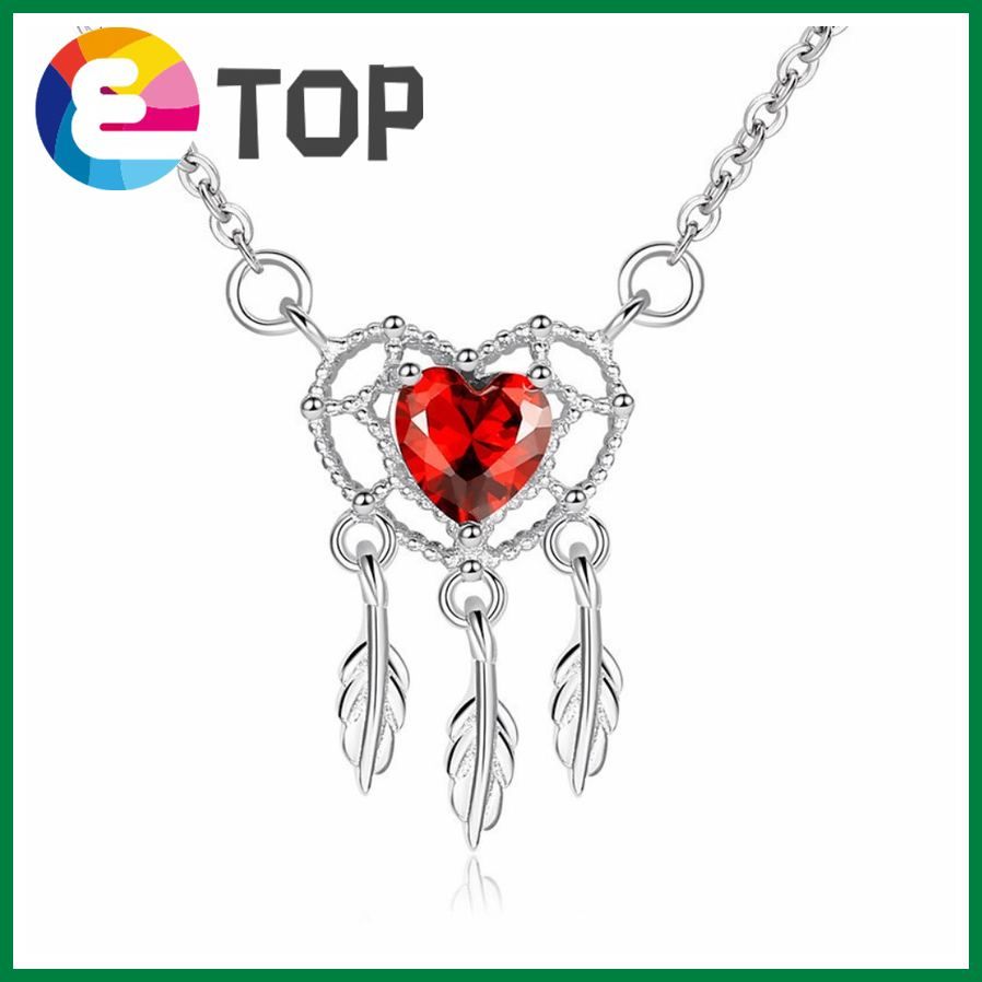 Necklace Women'S Red Feather Clavicle Chain Fashion Simple Wild Jewelry Fashion Red Heart Necklace