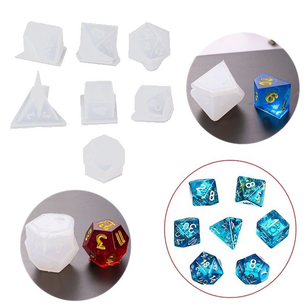 22 Pcs Crystal Epoxy Set Dice Dice Grain Fillet Multi-Specification Digital Game Mirror Crystal Epoxy Mold DIY Handmade