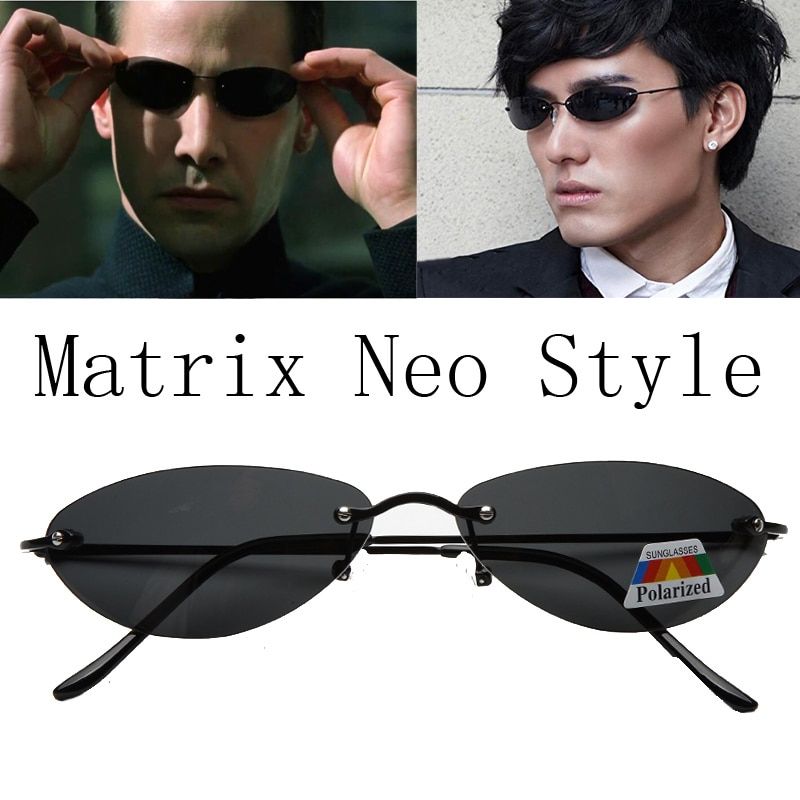 Upgrade Cool Matrix Smith Style Polarized Sunglasses Ultralight Rimless Men Driving Design Polaroid Sun Glasses Oculos De Sol-A1-black