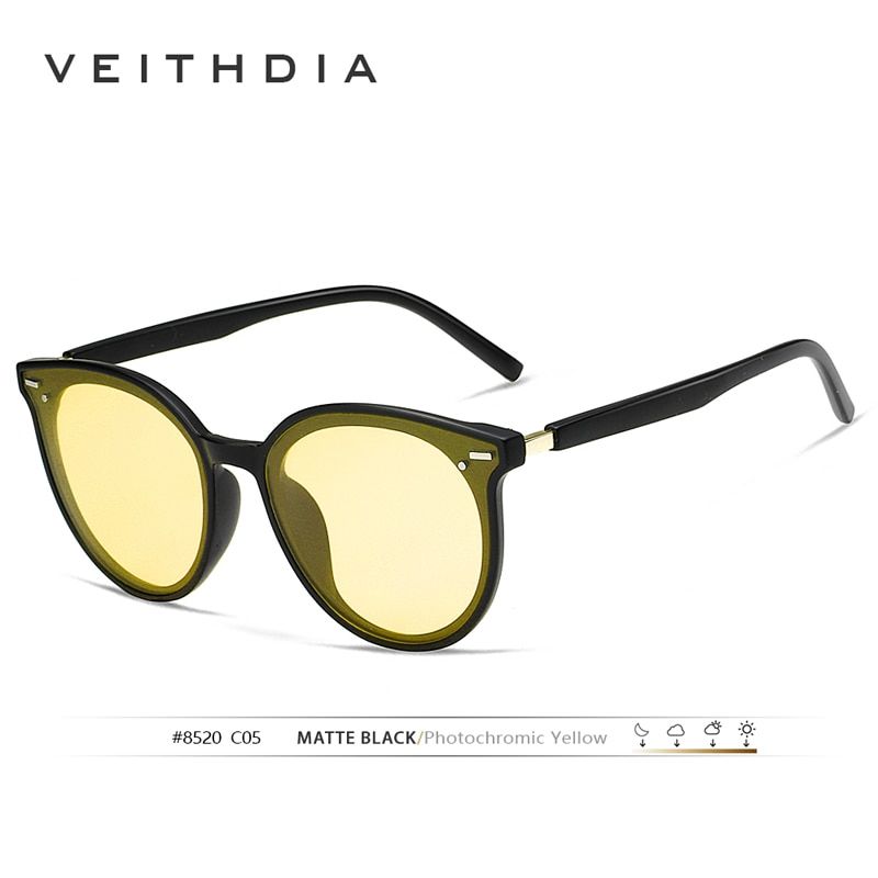VEITHDIA Brand Photochromic Womens Sunglasses Polarized Mirror Lens Vintage Day Night Dual Sun Glasses Female For Women V8520