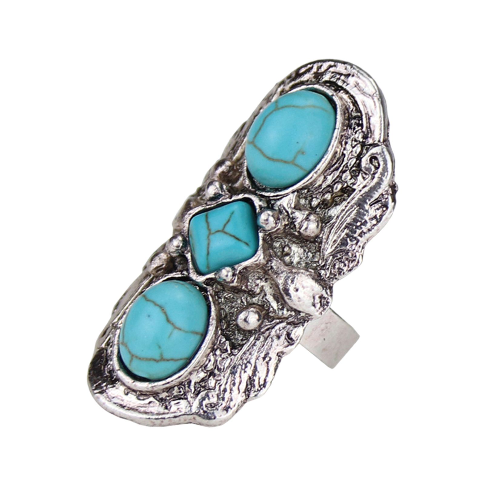 Women Ring Retro Bohemian Style Opening Green Stone Rings