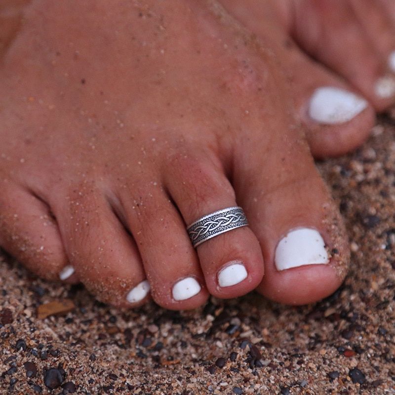 1pc Foot Beach Feet Jewelry Girl Silver Toe Rings Adjustable Lady Knuckle Top Finger Ring