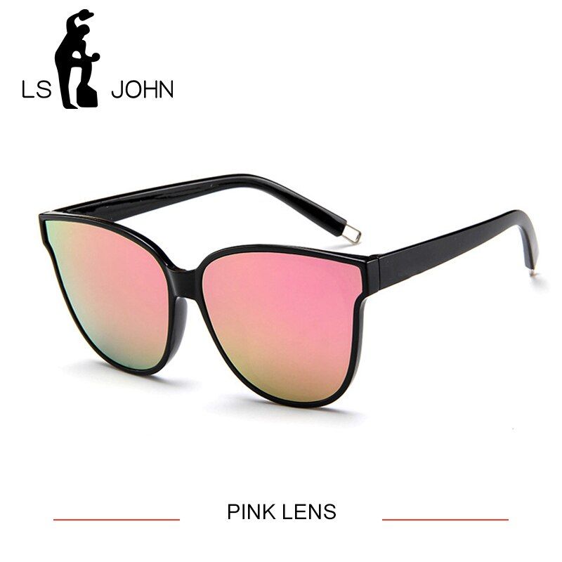 PINK LENSLS JOHN Cat Eye Sunglasses Women Brand Designer Mirror Pink Triangle Sun Glasses Female Lens Shades for Ladies Eyewear UV400