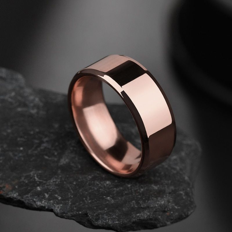 Letdiffery 8mm Simple Men Ring Smooth Stainless Steel Black Charms Rings Dropshipping