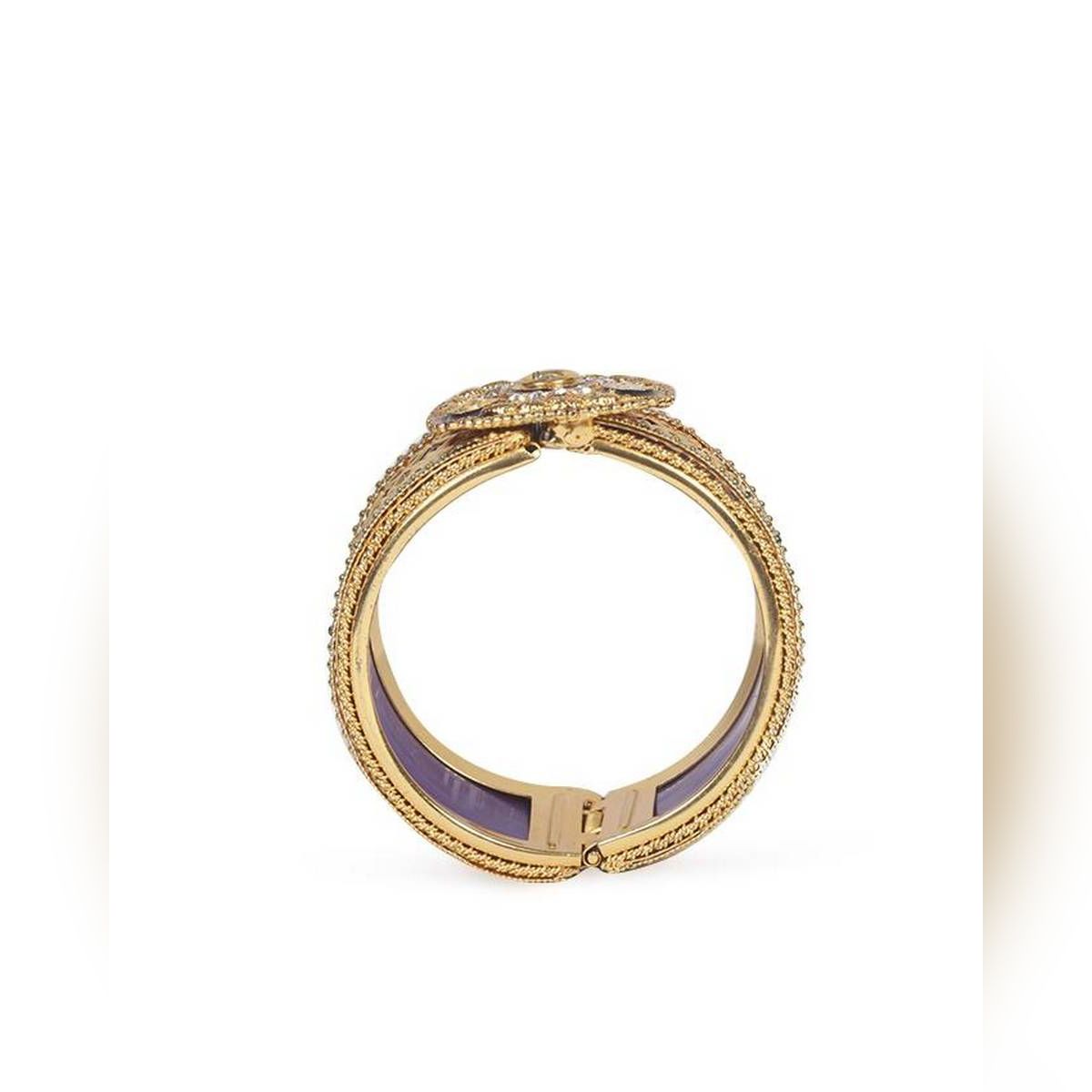White Diamond Cut & Gold Plated Bangles For Women