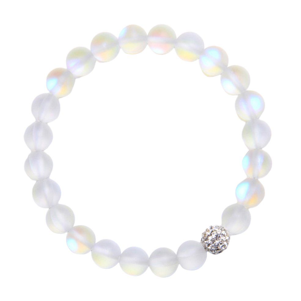 MA Crystal Bead Bracelet Moonstone Stretch Wrist Bracelet Round Bead String