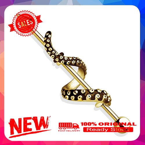 1Pc Men Women Arrow Punk Barbell Wrapped Octopus Tentacle Earring Body Piercing