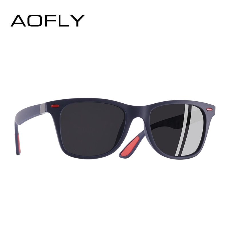 AOFLY NEW DESIGN Ultralight TR90 larized Sunglasses Men Women Driving Square Style Sun Glasses Male Goggle UV400 Gafas De Sol-C5Matte Blue gray