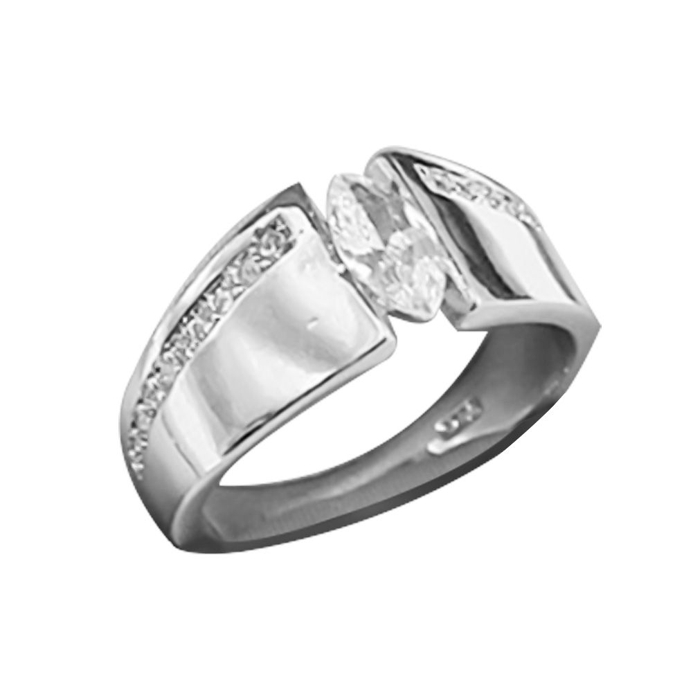 Fashion Women Marquise Cut Cubic Zirconia Geometric Ring Wedding Jewelry Gift