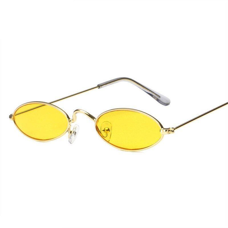 Yellow as pictureNYWOOH Small Oval Sunglasses Men Women Luxury Brand Designer Red Sun Glasses Female Male Metal Vintage Eyewear UV400