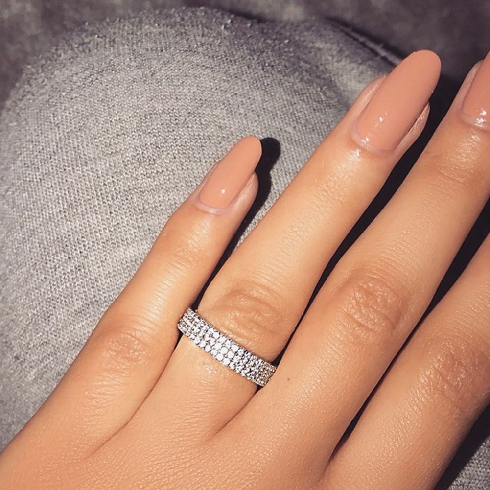 Luxury Women Multilayer Rhinestone Inlaid Finger Ring Wedding Party Jewelry Gift