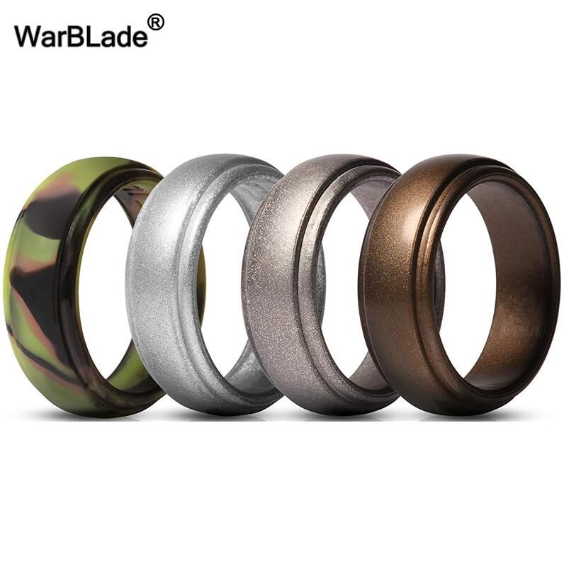 WBL 2019  4pcs/set Food Grade FDA Silicone Finger Ring Hypoallergenic Flexible Silicone Rings For Men Wedding Rubber Bands