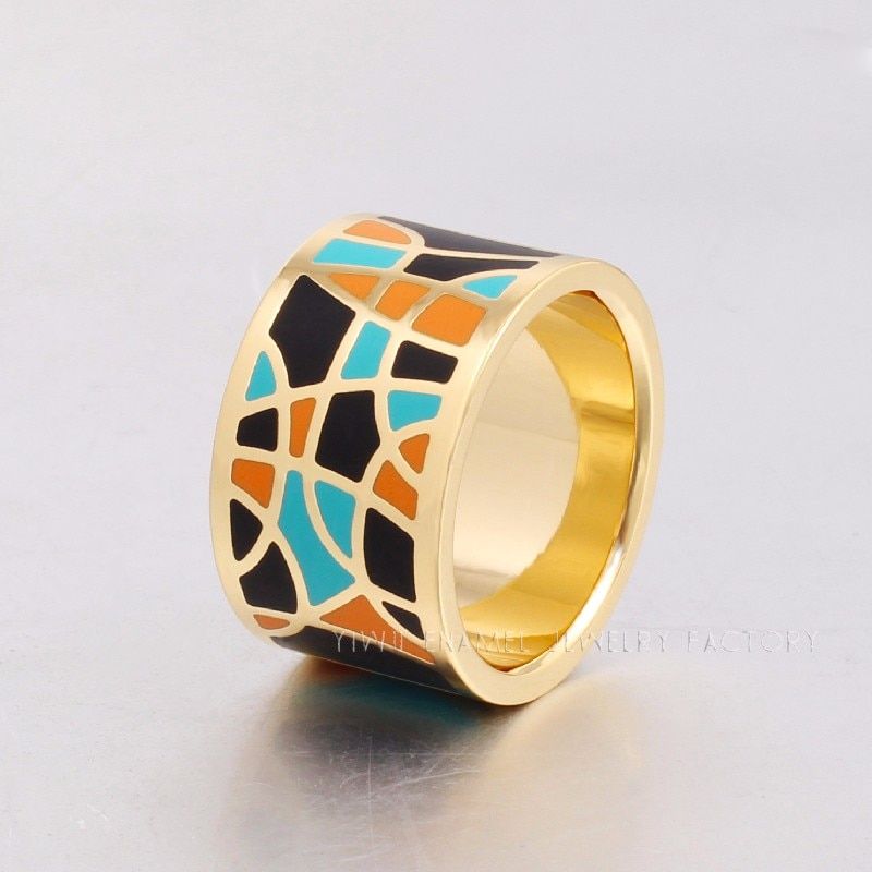Dropshipping Fashion Jewelry Stainless Steel Rings for Women Filled Colorful Enamel Jewelry Rings Trendy Party
