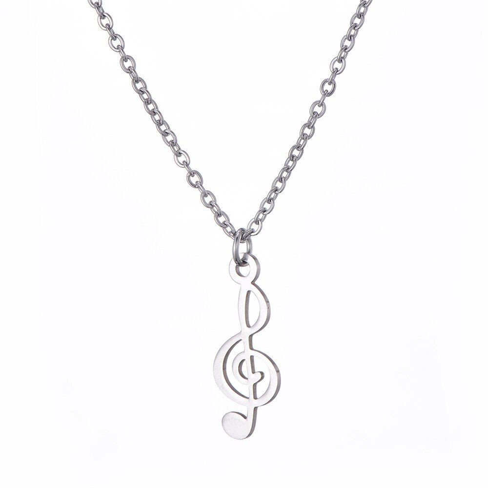 Simple Cartoon Music Note Choker Necklace Women Charm Fashion Music Note Stainless Steel Pendant Necklace Collares Jewelry 2019