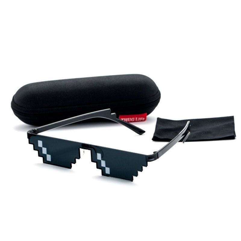 single and boxDeal With It Glasses Thug Life Sun Glasses Mosaic Funny Sunglasses Men Women Cosplay Prop 8 Bits MLG Pixelated UV400 With Case