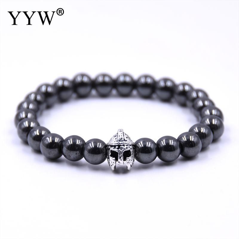 2018 Black Magnetic Hematite Bracelet Men Fatima Hand Buddha Skull Evil Eye Dragon Owl Skull 8mm Bead Bracelets Women Gift