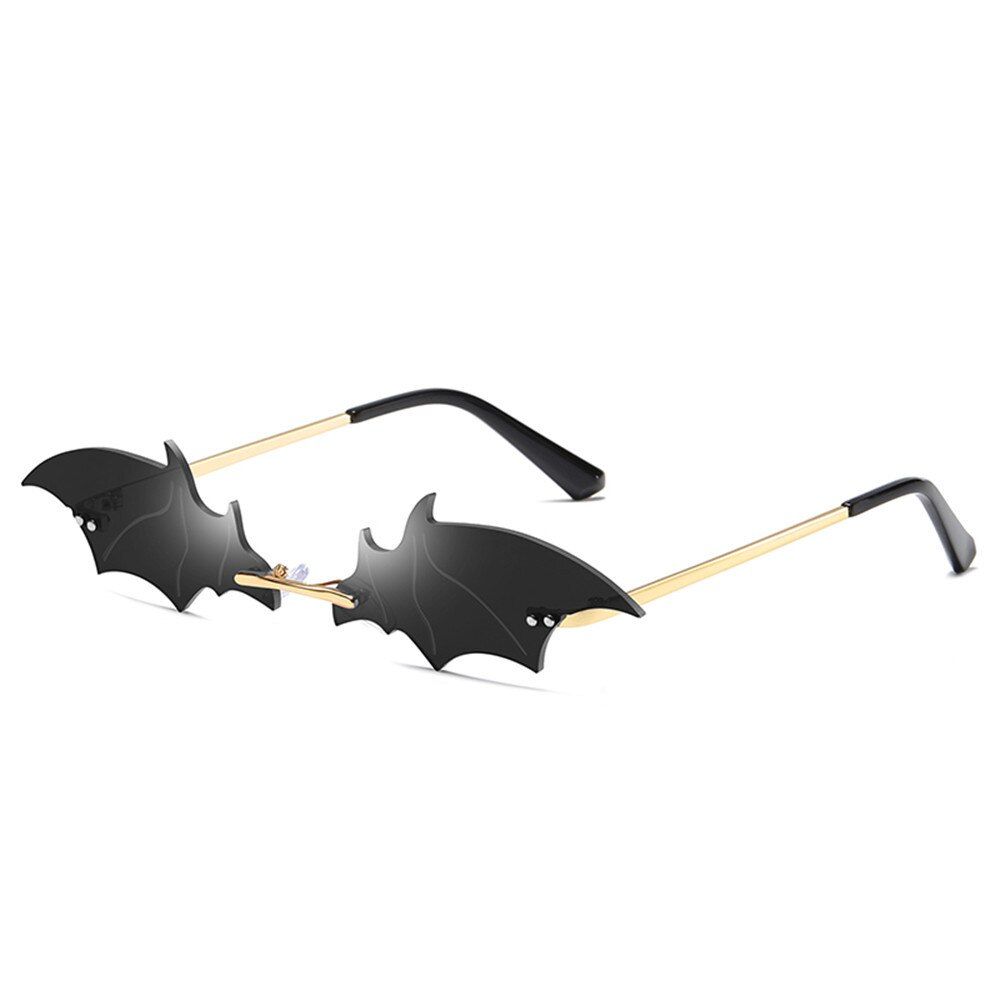 C01New Fashion Sunglasses Women Men Rimless Vintage Bat Shape Glasses Eyewear Luxury Brand Sunglasses Trending Streetwear Accessory
