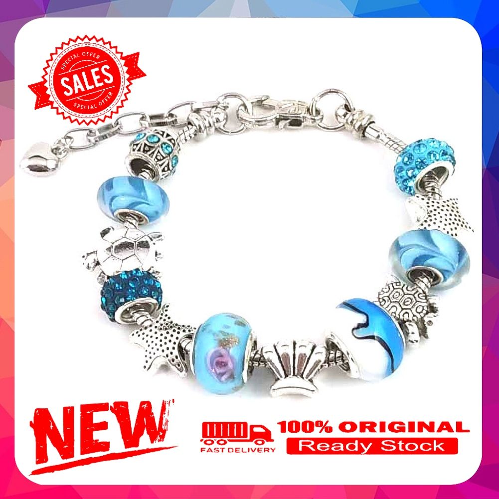 Fashion Women Ocean Series Starfish Alloy Bracelet Turtle DIY Beaded Jewelry