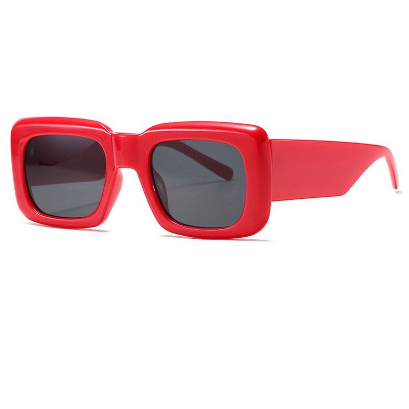 C5 Red-BlackVintage Square Sunglasses Women Black Red Shades Flat Top Fashion Female Sun Glasses UV400 Unique Glasses Oculos De Sol O667