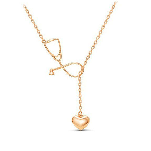 Product details of Stainless Steel gold Color Stethoscope Heartbeat Necklace Women Love Heart Necklaces & Pendants for Medical Nurse Doctor Lover Gifts