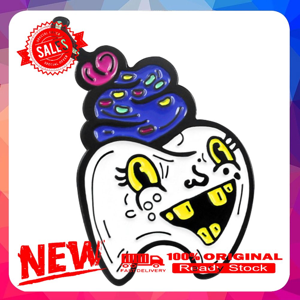 Funny Cartoon Tooth Enamel Brooch Pin Unisex Denim Jacket Collar Backpack Badge