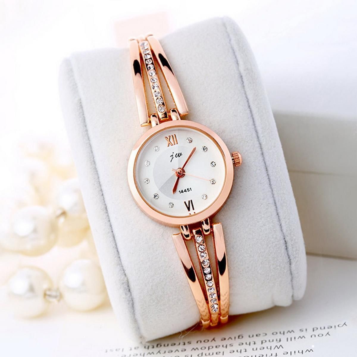 Stylish Rhinestone Ladies Bracelet Type Wrist Watch - (BIKI)