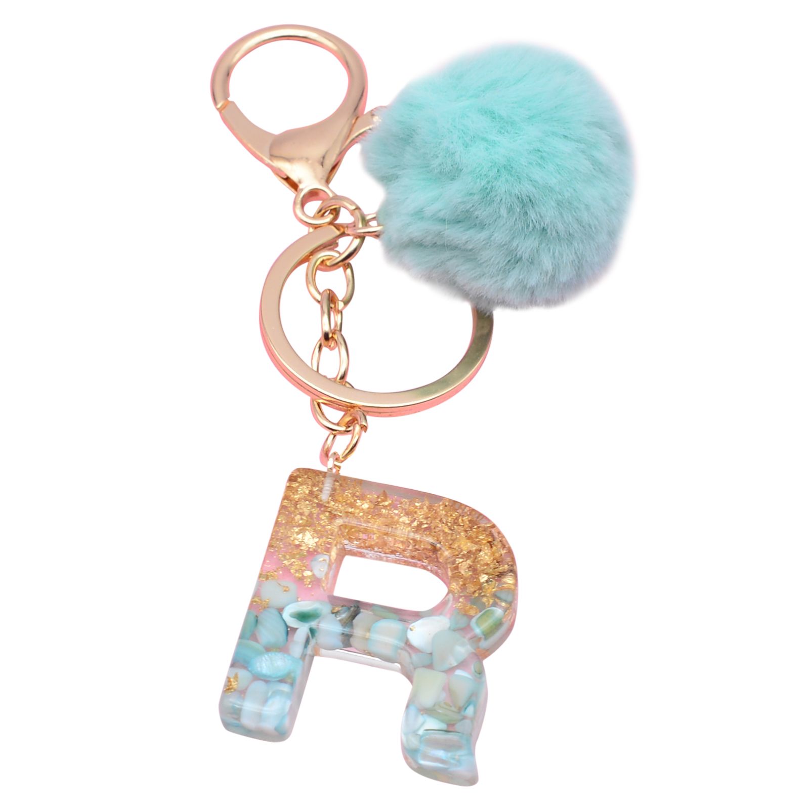 Key Ring Anti-deform Initial Fluffy Ball Alphabet Keychain