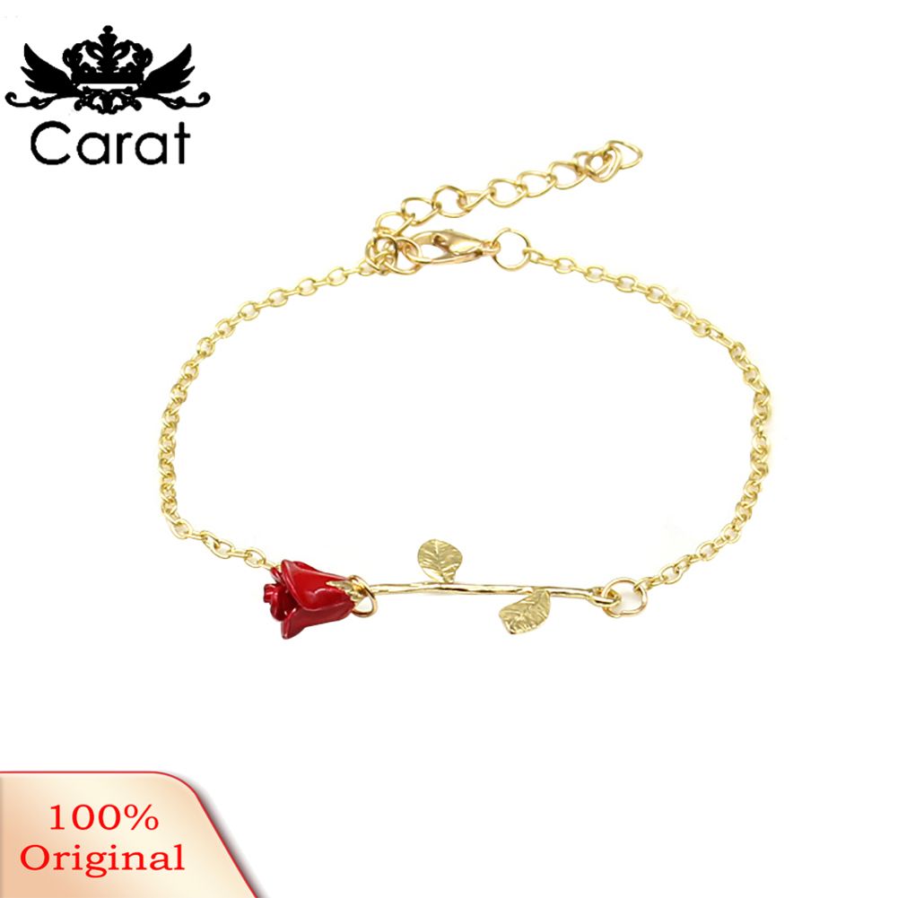 Fashion Rose Flower Charm Bangle Women Wrist Chain Jewelry Adjusle Brelet