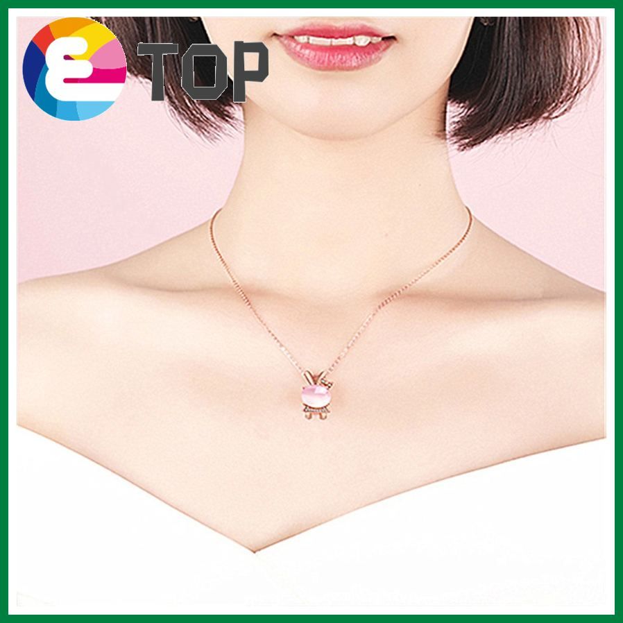 Soft Cute Girl Rabbit Pendant Pink Crystal Decoration Small Skirt Rabbit Cute Cute Rabbit Pendant Necklace Hibiscus Stone