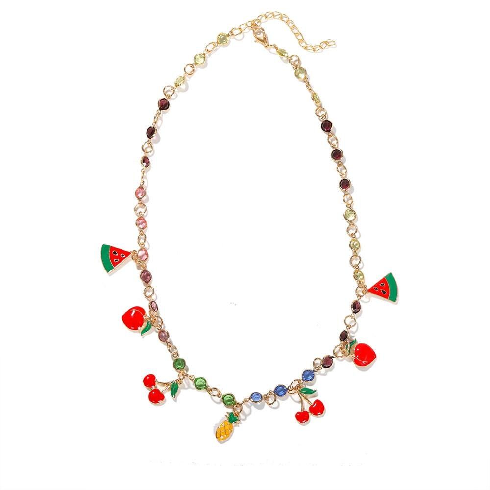 Miwens Za Pack Of Pearl And Cherry Necklace For Women Metal Fruit Watermelon Banana Chians Necklaces Charm Bohemia Party Jewelry