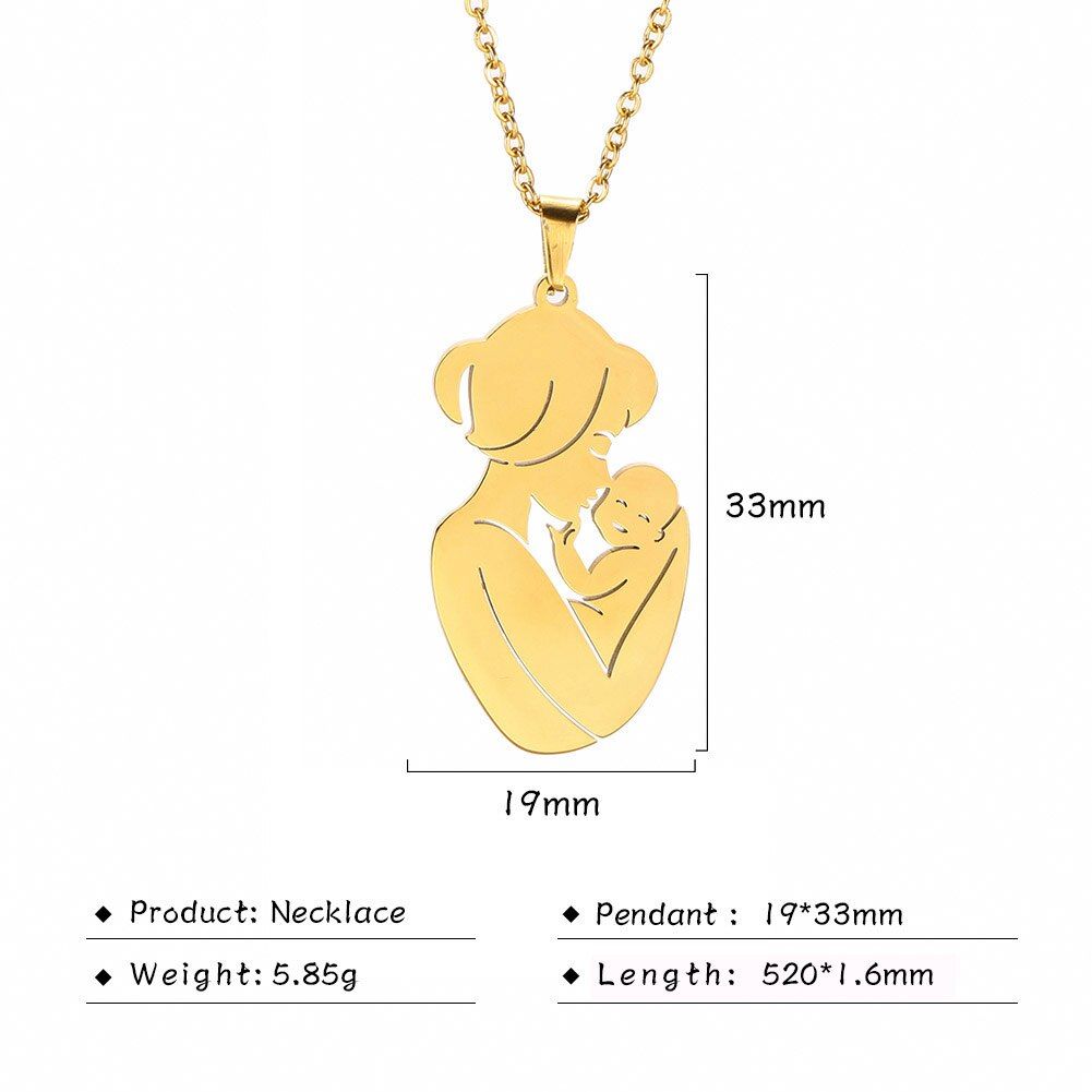 Teamer Pregnant Woman Pendant Necklace Love Family Mom Dad Baby Fashion Stainless Steel Choker Chain Necklaces Jewelry Gift