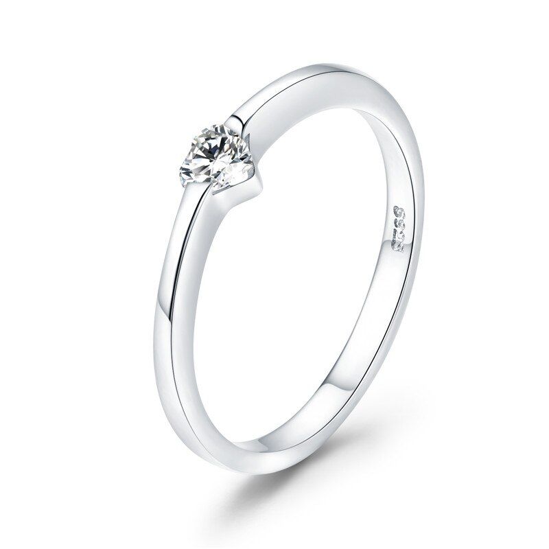 BAMOER Simple Classic Basic Silver Ring Set Women 925 Sterling Silver Love Engagement Wedding Jewelry Minimalistic Small Ring