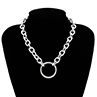 Punk Women Hollow Circle Pendant Linked Curb Chain Neckle/Brelet Jewelry