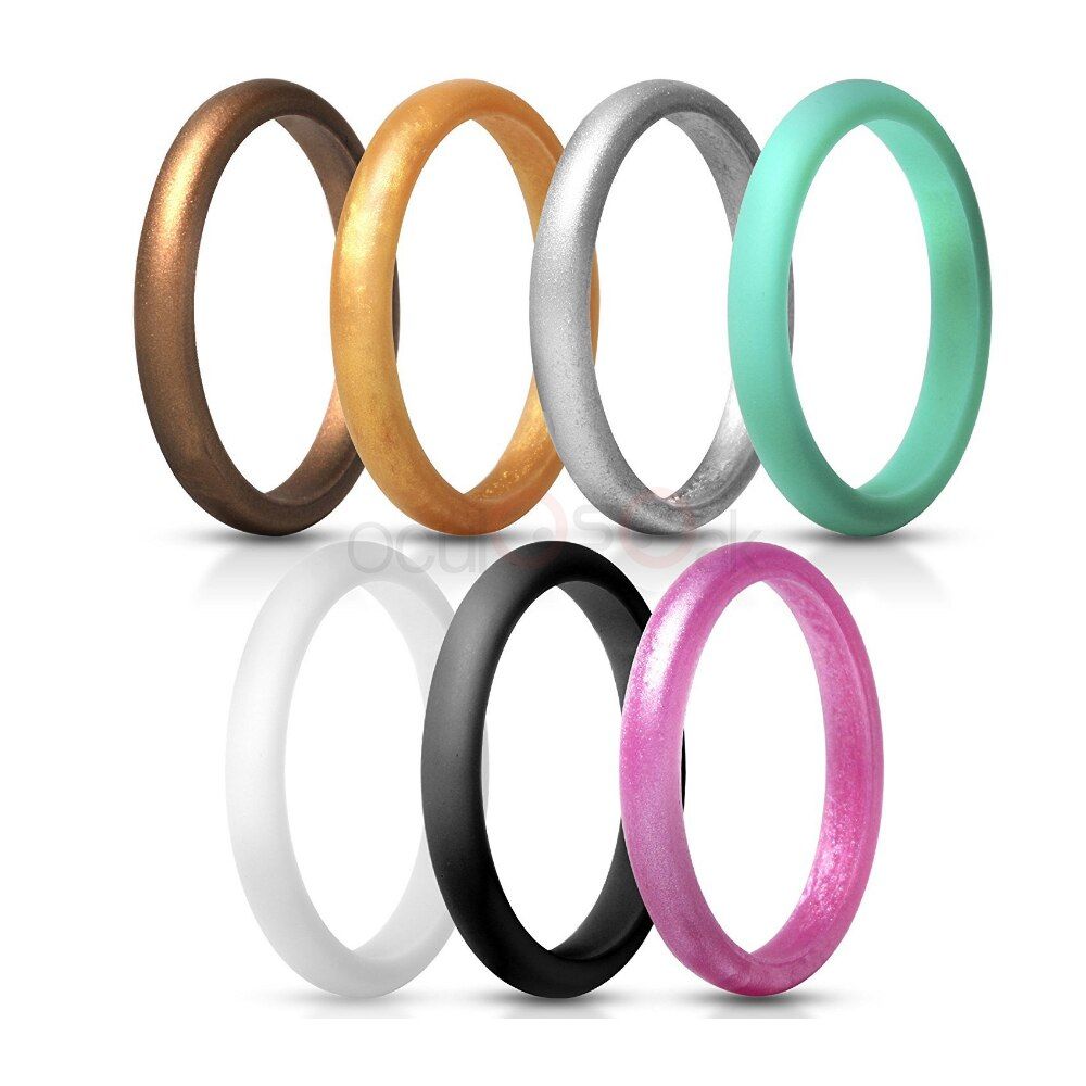 2.7mm Hypoallergenic Crossfit Flexible Sports Silicone Finger Ring Food Grade FDA Silicone Ring For Women Wedding Rings 2019 New