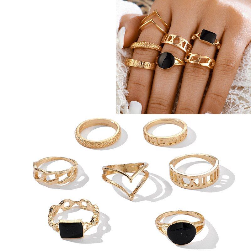 New 11pcs/Set Vintage Punk Antique Moon Leaf Flower Carved Midi Finger Rings For Women Bohemian Knuckle Ring Set Jewelry Anillos
