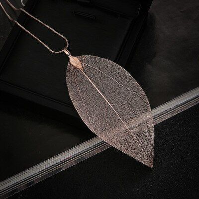 Charm natural true leaf specimen leaf vein long necklace personality leaf sweater chain jewelry for women gifts