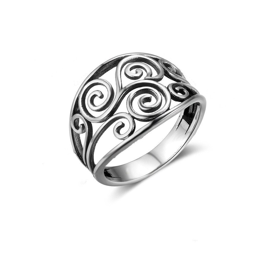 FDLK 31 Types of Retro Copper Rings Double Laces Vintage Wave / Flower / Butterfly  Rings for Women Wedding Silver Color Jewelry