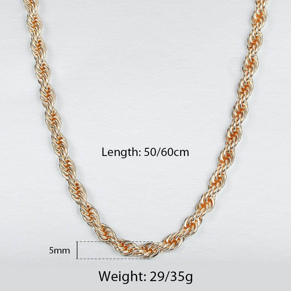 Davieslee Chain Necklace for Women Men 585 Rose Gold Filled Necklace for Women Men Foxtail Hammered Bismark Chain 3-8mm DCNN1
