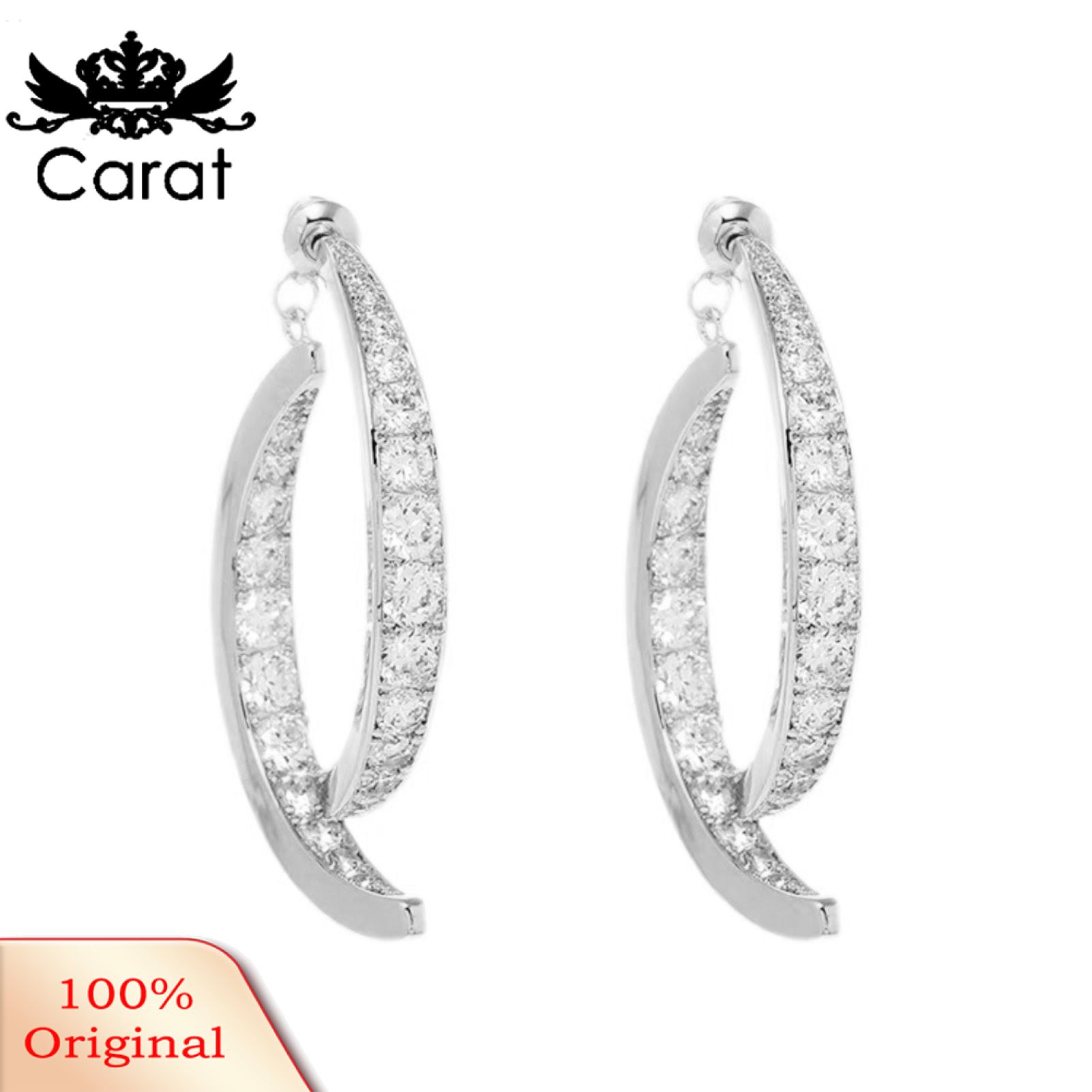 Carat 1 Pair Dangle Earrings Cross Curved Jewelry Lightweight Sparkling Ear Cuffs for Banquet