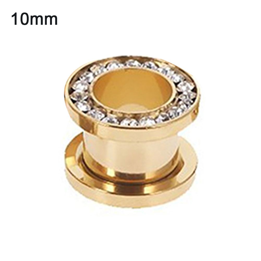 1Pc Stainless Steel Rhinestone Inlaid Plating Ear Plug Earring Piercing Jewelry