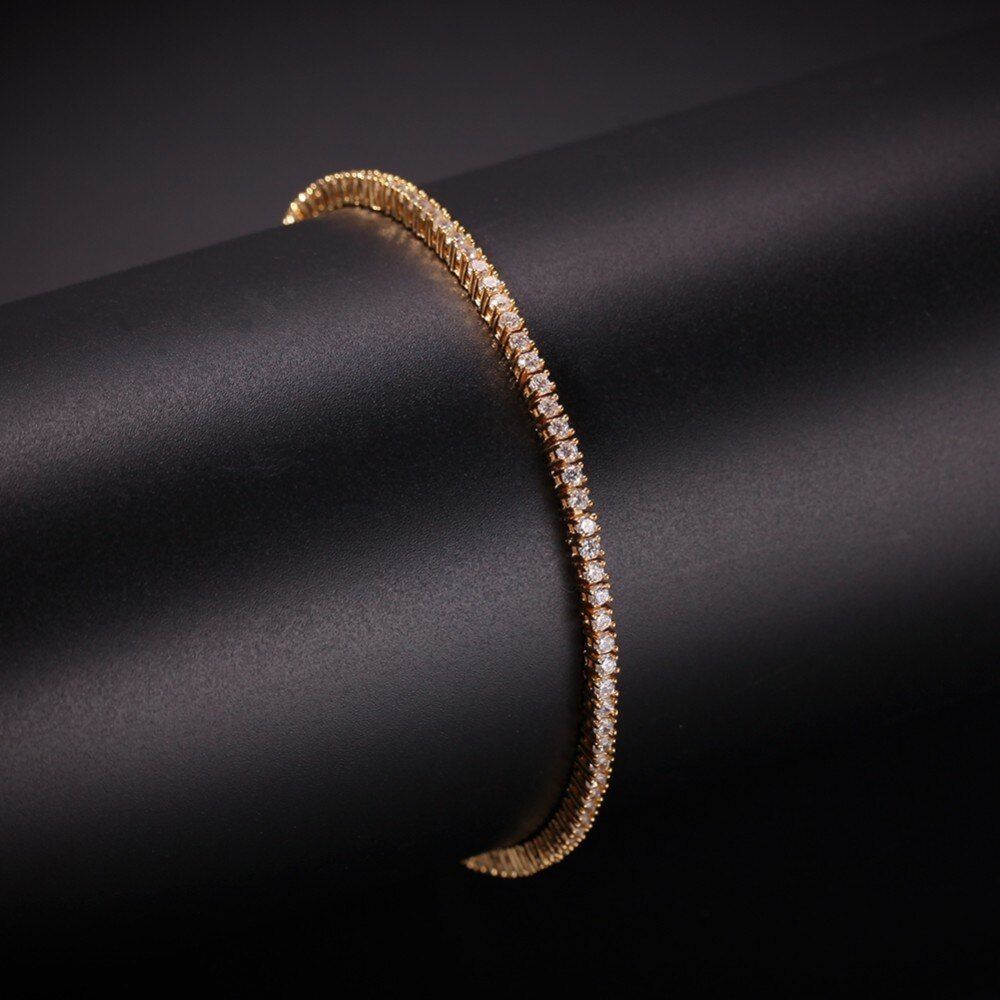 UWIN 2mm Round Cut Micro Tennis Bracelet Bling Bling Cubic Zirconia Fashion Hiphop Men Women Bracelets Jewelry