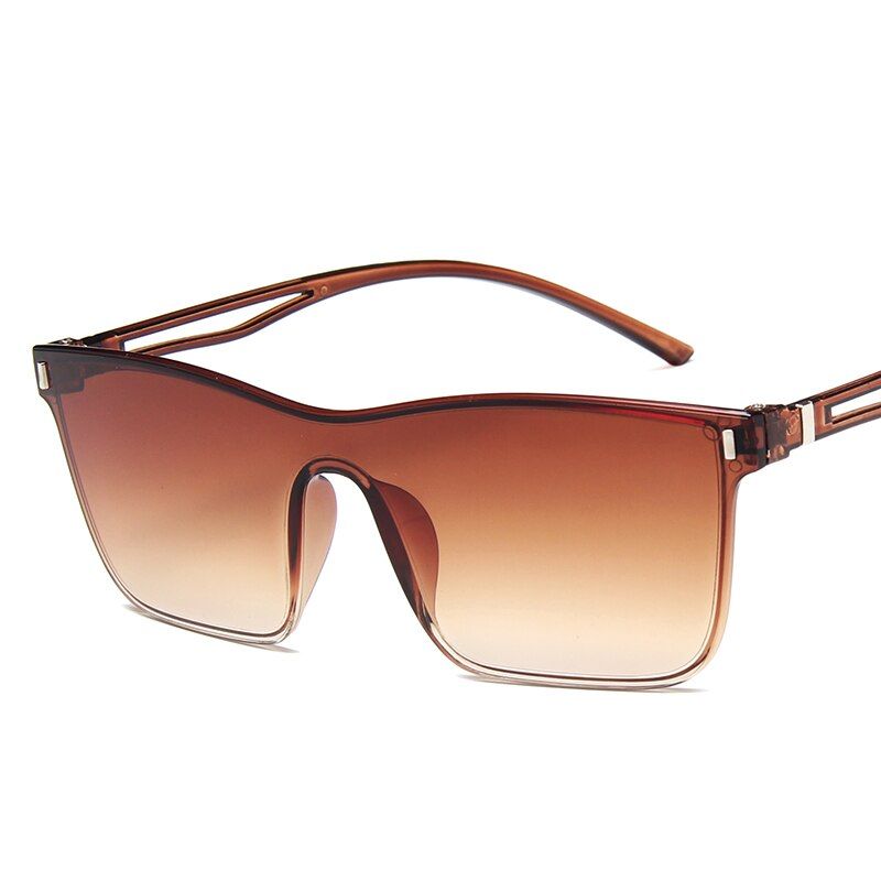 Tea2020 One-piece Cat Eye Sunglasses Women Gradient Lens Retro Mirror Rimless Sun Glasses Vintage Travel Eyewear UV400